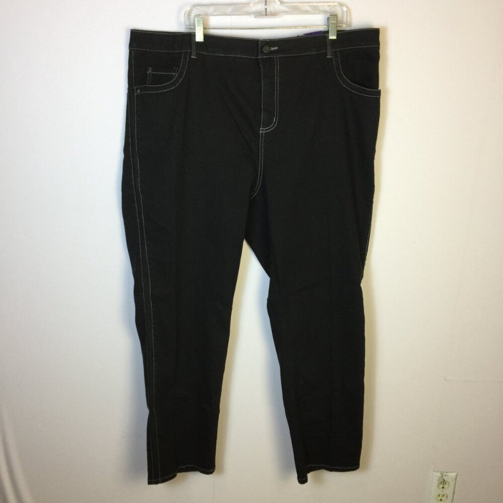 New! Catherines Jeans 26W Plus Black Denim Skinny Straight Leg High Rise